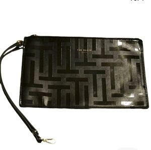 Ted Baker Of London Black Patent Leather Clutch Gold Hardware